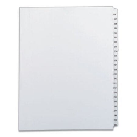Picture of Preprinted Legal Exhibit Side Tab Index Dividers, Allstate Style, 25-Tab, 226 to 250, 11 x 8.5, White, 1 SetAVE-82192