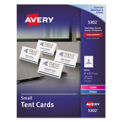 Picture of Small Tent Card, White, 2 x 3 1/2, 4 Cards/Sheet, 160/BoxAVE-5302