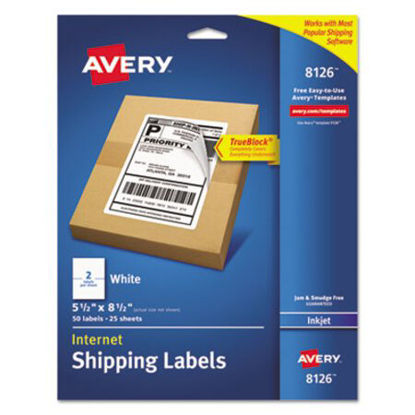 Picture of Shipping Labels w/ TrueBlock Technology, Inkjet Printers, 5.5 x 8.5, White, 2/Sheet, 25 Sheets/PackAVE-8126