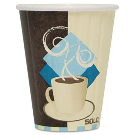 Picture of Duo Shield Insulated Paper Hot Cups, 8 oz, Tuscan Cafe, Chocolate/Blue/Beige, 1,000/CartonSCC-IC8J7534CT