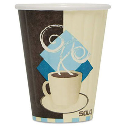 Picture of Duo Shield Insulated Paper Hot Cups, 8 oz, Tuscan Cafe, Chocolate/Blue/Beige, 1,000/CartonSCC-IC8J7534CT