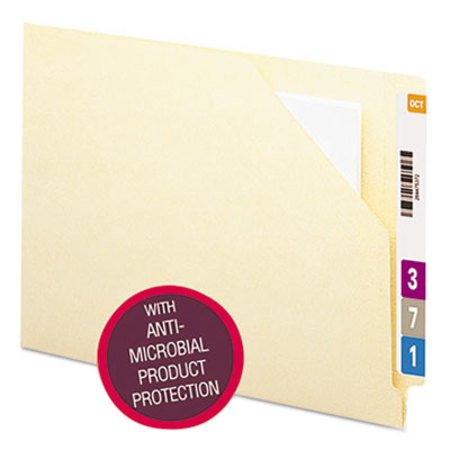 Picture of End Tab File Jacket with Antimicrobial Product Protection, Shelf-Master Reinforced Straight Tab, Letter Size, Manila, 100/BoxSMD-75715