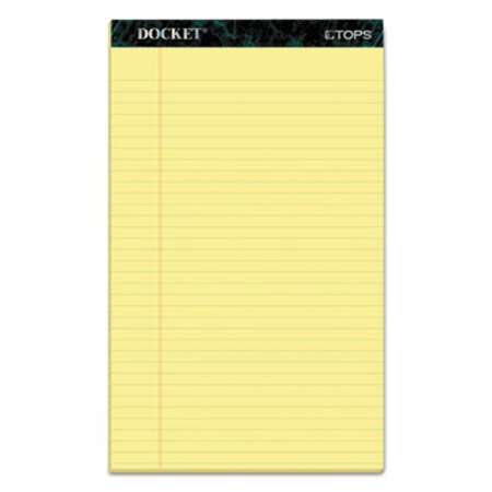 Picture of Docket Ruled Perforated Pads, Wide/Legal Rule, 8.5 x 14, Canary, 50 Sheets, 12/PackTOP-63580