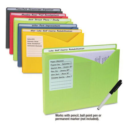 Picture of Write-On Poly File Jackets, Straight Tab, Letter Size, Assorted Colors, 10/PackCLI-63160