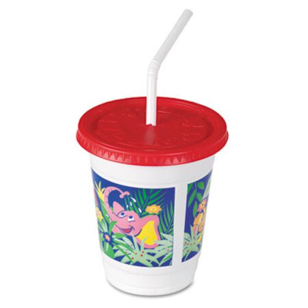 Picture of Plastic Kids' Cups with Lids/Straws, 12 oz, Jungle Print, 250 Cups, 250 Lids, 250 Straws/CartonSCC-CC12CJ5145