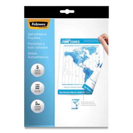 Picture of Self-Adhesive Laminating Pouches, 5 mil, 9" x 11.5", Gloss Clear, 5/PackFEL-52205