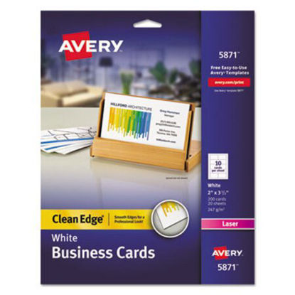 Picture of Clean Edge Business Cards, Laser, 2 x 3 1/2, White, 200/PackAVE-5871