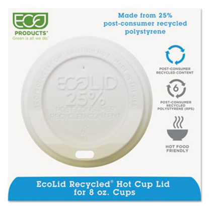 Picture of EcoLid 25% Recycled Content Hot Cup Lid, White, Fits 8 oz Hot Cups, 100/Pack, 10 Packs/CartonECO-EPHL8WR
