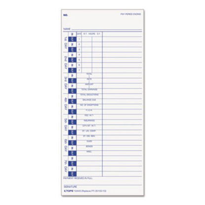 Picture of Time Clock Cards, Replacement for 35100-10, One Side, 4 x 9, 100/PackTOP-12443