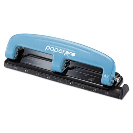 Picture of EZ Squeeze Three-Hole Punch, 12-Sheet Capacity, Blue/BlackACI-2103