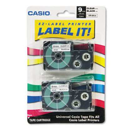 Picture of Tape Cassettes for KL Label Makers, 0.37" x 26 ft, Black on Clear, 2/PackCSO-XR9X2S