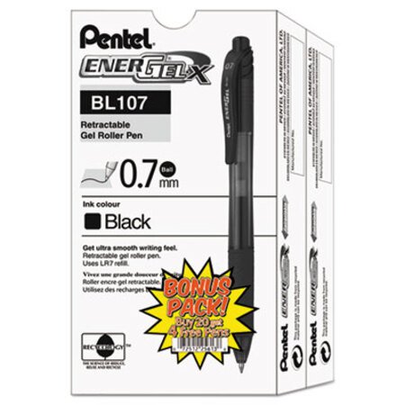 Picture of EnerGel-X Gel Pen, Retractable, Medium 0.7 mm, Black Ink, Black Barrel, 24/PackPEN-BL107ASW2
