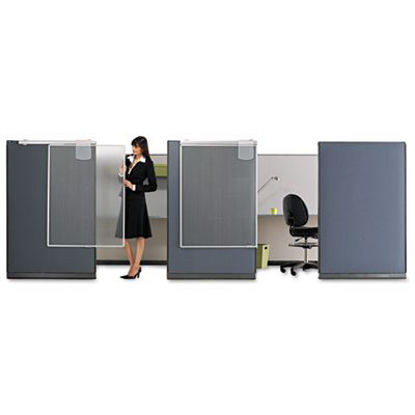 Picture of Workstation Privacy Screen, 36w x 48d, Translucent Clear/SilverQRT-WPS1000