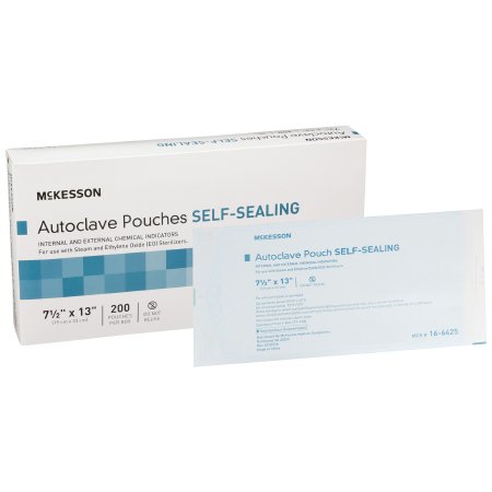 Picture of Sterilization Pouch McKesson Ethylene Oxide (EO) Gas / Steam 7-1/2 X 13 Inch Transparent Blue / White Self Seal Paper / Film16-6425