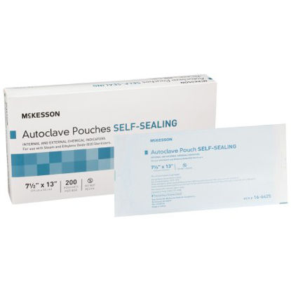 Picture of Sterilization Pouch McKesson Ethylene Oxide (EO) Gas / Steam 7-1/2 X 13 Inch Transparent Blue / White Self Seal Paper / Film16-6425