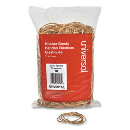 Picture of Rubber Bands, Size 18, 0.04" Gauge, Beige, 1 lb Box, 1,600/PackUNV-00118