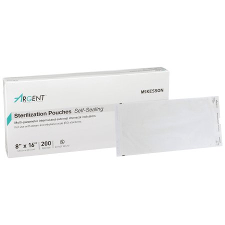 Picture of Sterilization Pouch McKesson Argent™ Sure-Check® Ethylene Oxide (EO) Gas / Steam 8 X 16 Inch Transparent / Blue Self Seal Paper / Film73-SSP387