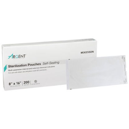 Picture of Sterilization Pouch McKesson Argent™ Sure-Check® Ethylene Oxide (EO) Gas / Steam 8 X 16 Inch Transparent / Blue Self Seal Paper / Film73-SSP387