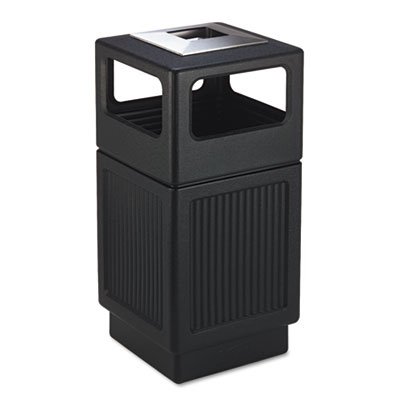 Picture of Canmeleon Ash/Trash Receptacle, Square, Polyethylene, 38 gal, Textured BlackSAF-9477BL