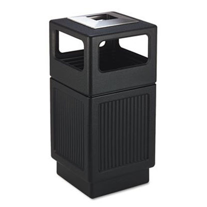 Picture of Canmeleon Ash/Trash Receptacle, Square, Polyethylene, 38 gal, Textured BlackSAF-9477BL