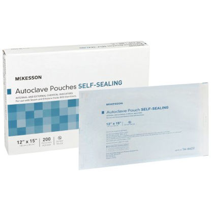Picture of Sterilization Pouch McKesson Ethylene Oxide (EO) Gas / Steam 12 X 15 Inch Transparent Blue / White Self Seal Paper / Film16-6422