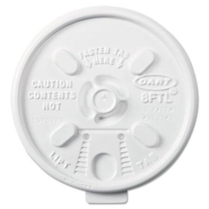 Picture of Lift n' Lock Plastic Hot Cup Lids, Fits 6 oz to 10 oz Cups, White, 1,000/CartonDCC-8FTL
