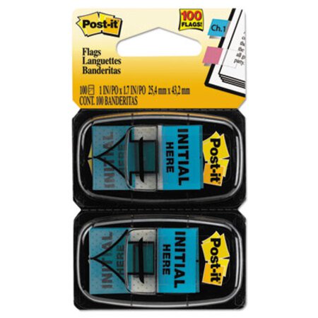 Picture of Arrow Message 1" Page Flags, "Initial Here", Blue, 2 50-Flag Dispensers/PackMMM-680IH2