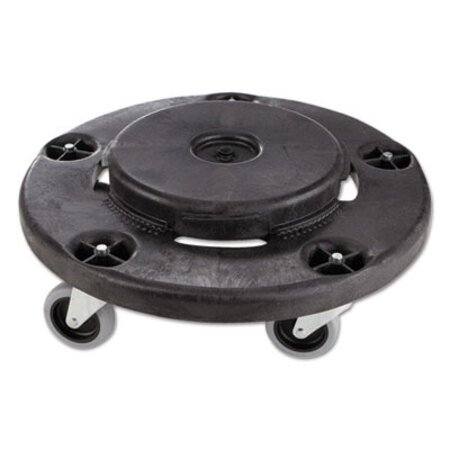 Picture of Brute Round Twist On/Off Dolly, 250 lb Capacity, 18" dia x 6.63"h, Fits 20-55 Gallon BRUTE Containers, BlackRCP-264000BK