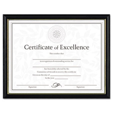 Picture of Two-Tone Document/Diploma Frame, Wood, 8 1/2 x 11, Black w/Gold Leaf TrimDAX-N17981BT