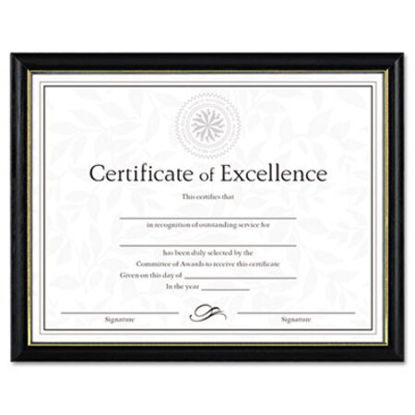 Picture of Two-Tone Document/Diploma Frame, Wood, 8 1/2 x 11, Black w/Gold Leaf TrimDAX-N17981BT