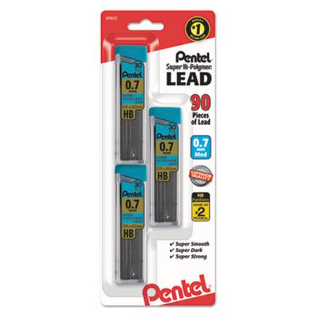 Picture of Super Hi-Polymer Lead Refills, 0.7 mm, HB, Black, 30/Tube, 3 Tubes/PackPEN-C27BPHB3K6