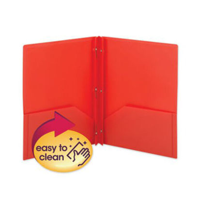 Picture of Poly Two-Pocket Folder w/Fasteners, 11 x 8 1/2, Red, 25/BoxSMD-87727