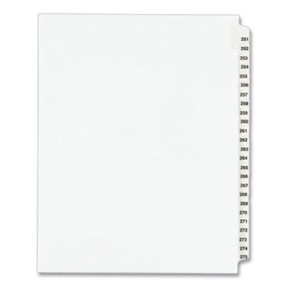 Picture of Preprinted Legal Exhibit Side Tab Index Dividers, Avery Style, 25-Tab, 251 to 275, 11 x 8.5, White, 1 Set, (1340)AVE-01340