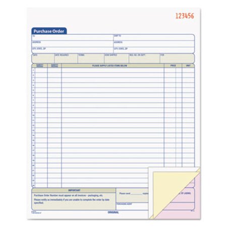 Picture of Purchase Order Book, 8 3/8 x 10 3/16, Three-Part Carbonless, 50 Sets/BookTOP-46147