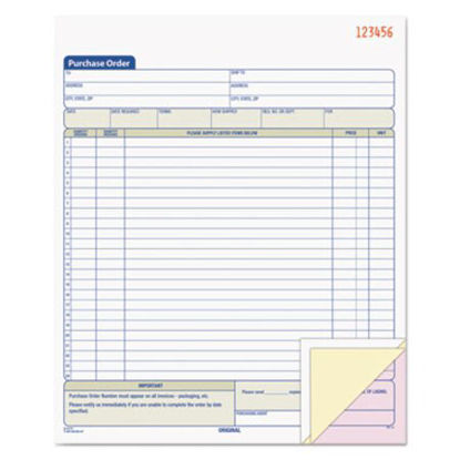 Picture of Purchase Order Book, 8 3/8 x 10 3/16, Three-Part Carbonless, 50 Sets/BookTOP-46147