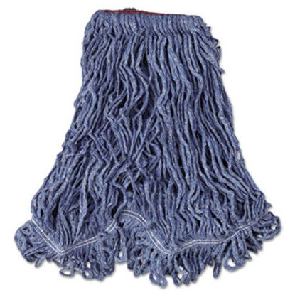 Picture of Super Stitch Blend Mop Head, Large, Cotton/Synthetic, Blue, 6/CartonRCP-D213BLU