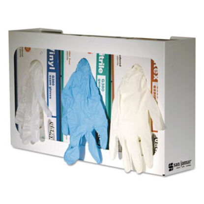 Picture of White Enamel Disposable Glove Dispenser, Three-Box, 18w x 3 3/4d x 10hSJM-G0804