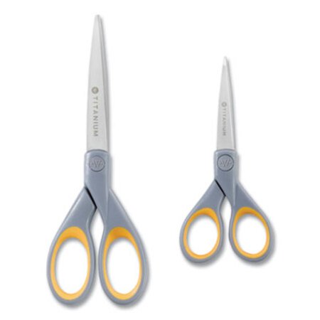 Picture of Titanium Bonded Scissors, 5" and 7" Long, 2.25" and 3.5" Cut Lengths, Gray/Yellow Straight Handles, 2/PackACM-13824