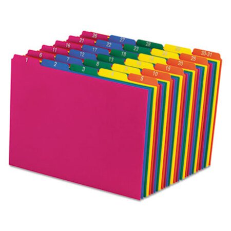 Picture of Poly Top Tab File Guides, 1/5-Cut Top Tab, 1 to 30-31, 8.5 x 11, Assorted Colors, 31/SetPFX-40143
