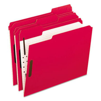 Picture of Colored Folders with Two Embossed Fasteners, 1/3-Cut Tabs, Letter Size, Red, 50/BoxPFX-21319