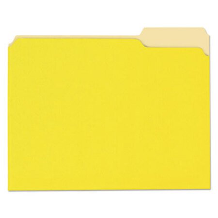 Picture of Deluxe Colored Top Tab File Folders, 1/3-Cut Tabs, Letter Size, Yellowith Light Yellow, 100/BoxUNV-10504