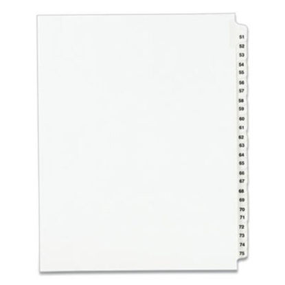 Picture of Preprinted Legal Exhibit Side Tab Index Dividers, Avery Style, 25-Tab, 51 to 75, 11 x 8.5, White, 1 Set, (1332)AVE-01332