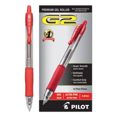 Picture of G2 Premium Gel Pen Convenience Pack, Retractable, Extra-Fine 0.38 mm, Red Ink, Clear/Red BarrelPIL-31279