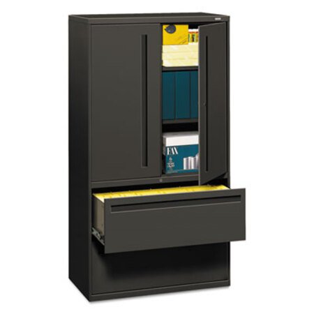 Picture of Brigade 700 Series Lateral File with Three-Shelf Enclosed Storage, 2 File Drawers, Charcoal, 36" x 18" x 64.25"HON-785LSS