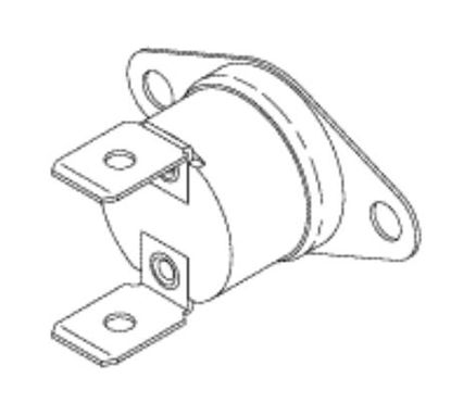 Picture of Thermostat Opens at 450° F ± 25° F, Closes at 364° F ± 20° F, 15 A at 120 VAC, 10 A at 250 VAC, 1/4 Inch Quick Connect Tabs015-1637-00