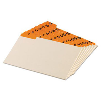 Picture of Manila Index Card Guides with Laminated Tabs, 1/5-Cut Top Tab, 1 to 31, 5 x 8, Manila, 31/SetOXF-05832