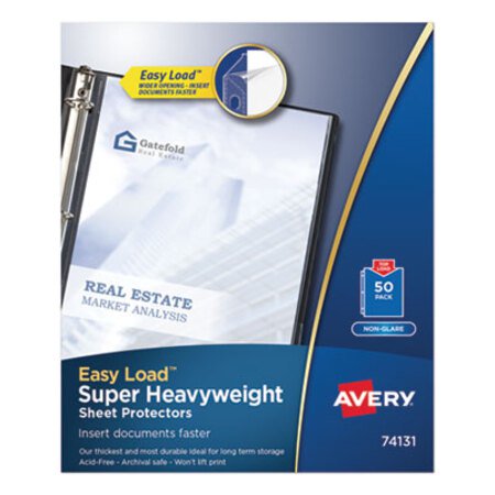 Picture of Top-Load Poly Sheet Protectors, Super Heavy Gauge, Letter, Nonglare, 50/BoxAVE-74131