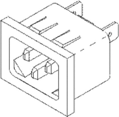 Picture of AC Connector Receptacle 1/4 Inch Tabs, Panel Cutout: 787 X 1.083 Inch, Snap-In015-0639-00