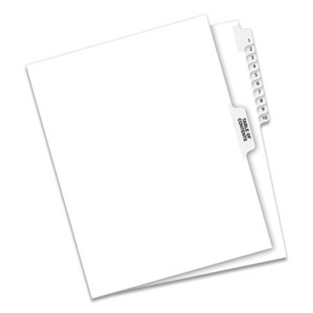 Picture of Preprinted Legal Exhibit Side Tab Index Dividers, Avery Style, 11-Tab, 1 to 10, 11 x 8.5, White, 1 SetAVE-11381