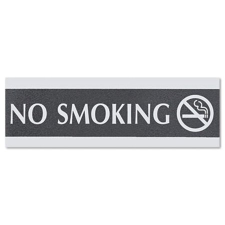 Picture of Century Series Office Sign, NO SMOKING, 9 x 3, Black/SilverUSS-4757